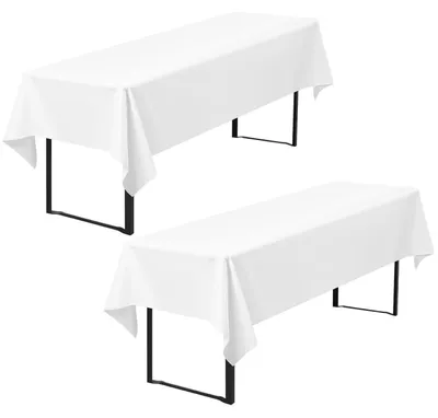 Obrázok produktu pre Obrus na stôl do pivného stanu, balenie 2 kusov, 260 x 110 cm, biela, polyester, nepremokavý, možné prať
