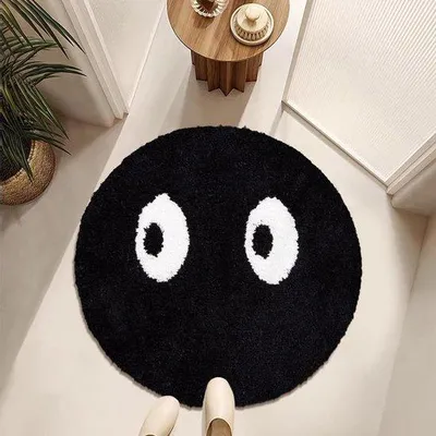 Productafbeelding van Famanu badmat met cartoonoogjes - zwart, 80 cm