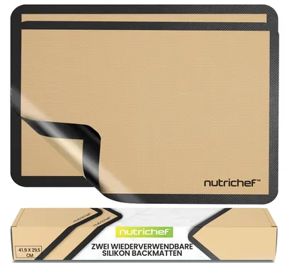 Productafbeelding van NutriChef herbruikbare bakfolie, set van 2 – siliconen bakmat 42x62 cm, antiaanbaklaag, vrij van PFAS