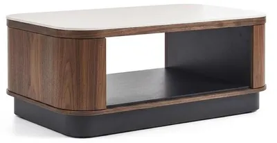 Immagine prodotto di Tavolino da caffè in legno, stile moderno, struttura in metallo, piano del tavolo bianco