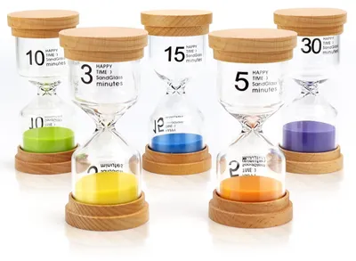 Produktbild von Zanduhren-Set mit Zeitmessern für Kinder: 3/5/10/15/30 Minuten