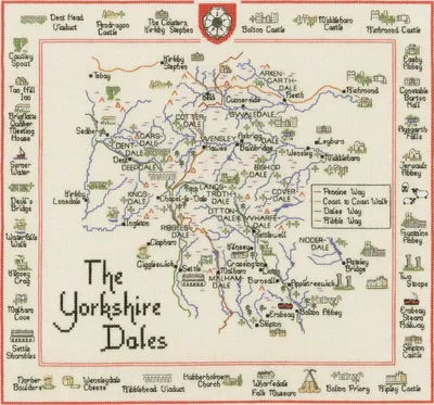 Zdjęcie produktu dla Zestaw do haftu krzyżykowego "Yorkshire Dales (l)", tkanina Heritage, wzór do liczenia, kod produktu: myd490-e, wymiary: 33,5 x 31 cm
