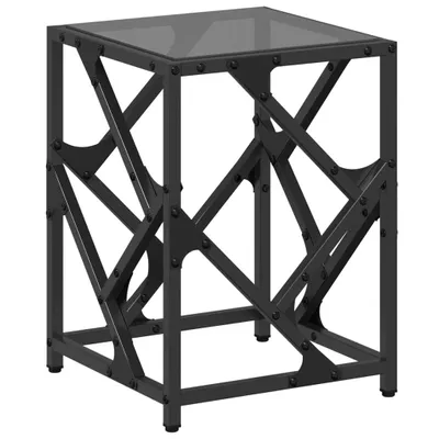 Produktbild von "2026 MODERNE"Couchtisch - Wohnzimmer Tisch modern - mit Glasplatte Schwarz 30x30x41 cm Stahl - Kaffeetisch CC6449280