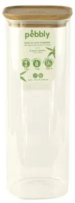 Produktbild von Pebbly QUADRATISCHER GLASBEHÄLTER MIT BAMBUSDECKEL -2,2L