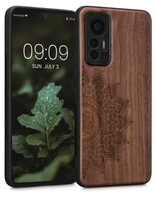 Produktbild von kwmobile Handyhülle für Xiaomi 12 Lite 5G Hülle Holz - Case mit TPU Bumper - Stoßfestes Hardcase - Schutzhülle Cover in Dunkelbraun
