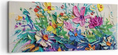 Produktbild von Bild auf Leinwand - Leinwandbild - Einteilig - Blumen die Farben pastos - 120x50cm - Wand Bild - Wanddeko - Wandbilder - Leinwanddruck - Bilder - Wanddekoration - Leinwand bilder - AB120x50-4521