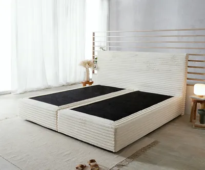 Produktbild von DELIFE Boxspringgestell Dream-Well Plüsch-Cord Beige 200x200 cm