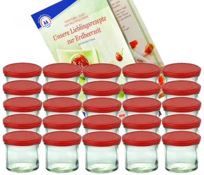 Produktbild von 25er Set Sturzglas 125ml Einmachglas TO66 roter Deckel