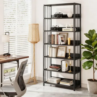Image de Bibliothèque - Étagère à livres - Meuble de rangement - Meuble à compartiments - Étagère - Style industriel - 6 étagères