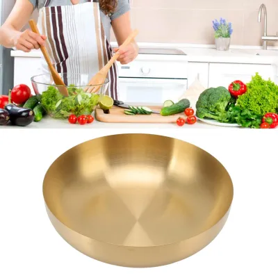 Imagen del producto de Mengkom de 24 cm - Plato de servir profesional - Acero inoxidable - Higiénico - Ligero - Fácil de limpiar