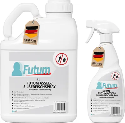 Produktbild von FUTUM 5L + 500ml Silberfische Spray Mittel gegen Silberfischchen Köder Falle Silberfisch Abwehr