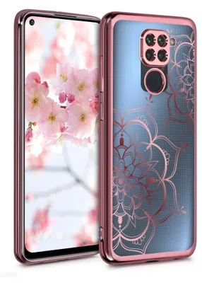 Produktbild von kwmobile Case kompatibel mit Xiaomi Redmi Note 9 - Hülle Handy - Handyhülle Blumen Zwillinge Rosegold Rosegold Transparent