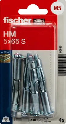 Produktbild von fischer Hohlraum-Metalldübel HM 5 x 65 S mit metrischer Schraube