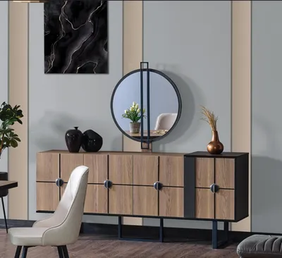 Image de Buffet avec miroir Ensemble de luxe Commode en bois Commodes 193cm