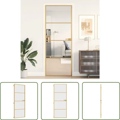 Zdjęcie produktu dla Drzwi wewnętrzne Living Store Slim Golden 76x201,5 cm szkło hartowane i aluminium