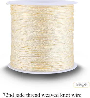 Obrázok produktu pre 100M x 0,8 mm nylonový čínsky uzol Cord Rattail Macrame Shamballa Thread String béžová