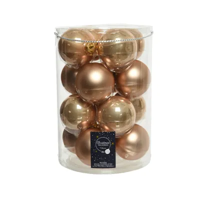 Produktbild von Weihnachtskugeln Glas 8cm 16 Stück - Karamel