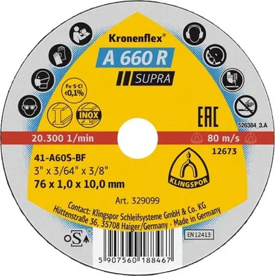 Image de Disque à tronçonner pour acier et métaux pour meuleuse 100x1x10 KLINGSPOR A660R