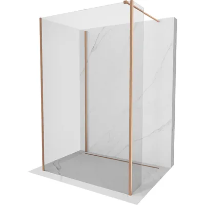 Produktbild von Mexen Kioto Walk-in Duschwand 90 x 70 x 40 cm, transparent, gebürstetes Kupfer - 800-090-070-221-65-00-040