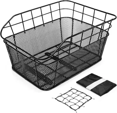 Productafbeelding van Fietsmand achter - 38 x 31 x 20 cm - Met net en regenhoes