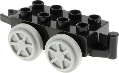 Produktbild von 1x Lego Duplo Schiebe Lok Anhänger 2x4 schwarz neu-hell grau mit Steg 4195c03