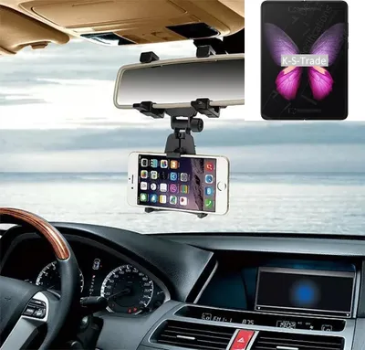 Produktbild von K-S-Trade Smartphone Halterung kompatibel mit Samsung Galaxy Fold 5G Rückspiegel Halterung schwarz Auto Halterung KFZ Halter