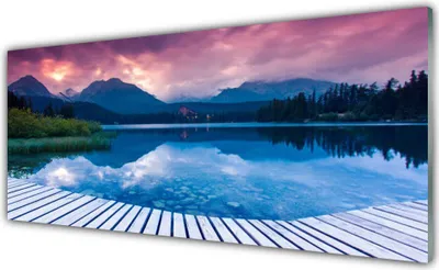 Produktbild von Glasbilder 125x50 Wandbild Druck auf Glas Gebirge See Landschaft