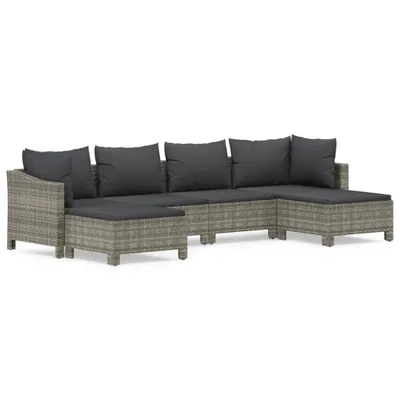 Produktbild von vidaXL 6-tlg. Garten-Lounge-Set mit Kissen Grau Poly Rattan