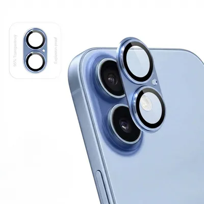 Obrázek produktu pro Ochranné sklo na fotoaparát pro iPhone 17 – balení 2 kusů, barva: světle modrá