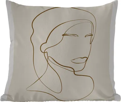 Produktbild von MuchoWow® Outdoor Kissen - Frauen - Text - Zitate - Linienkunst - 45x45 cm - Wetterfest - Lounge Kissen - Fotokissen - Dekoratives Kissen