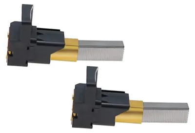 Two carbon brushes with holders are shown against a white background.