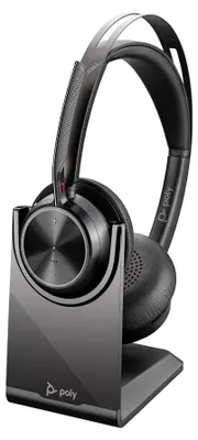 Image de Casque Poly Voyager Focus 2 USB-C avec station de recharge et adaptateur USB-C/A – Bluetooth, ANC, technologie Acoustic Fence, jusqu'à 25 heures d'autonomie en conversation, noir