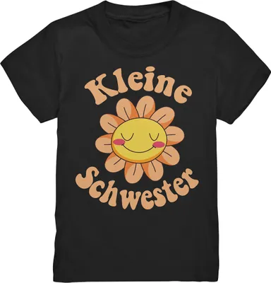 Produktbild von Kleine Schwester Shirt Blumen Kleine Schwester Geschenk – Black / 122/128 (7-8)