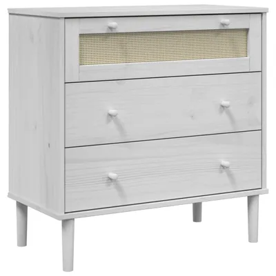 Produktbild von vidaXL Schubladenkommode SENJA Rattan-Look Weiß 80x40x80 Kiefernholz