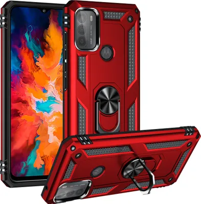 Produktbild von Moto G50 4G Hülle, Dual Layer Militäre Fallschutz Schutzhülle mit Ringhalterung Ständer für Motorola Moto G50 4G Rot