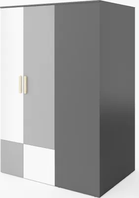 Produktbild von Furniture24 Eckkleiderschrank POK P00P, Eckschrank, Begehbarer Kleiderschrank mit 4 Einlegeböden, 2 Kleiderstangen, Innere LED Beleuchtung und Spiegel