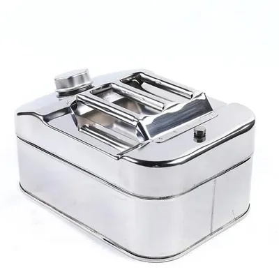 Image de Réservoir de carburant en acier inoxydable - 10 litres - étanche avec tuyau d'huile - réservoir de stockage argenté pour liquides