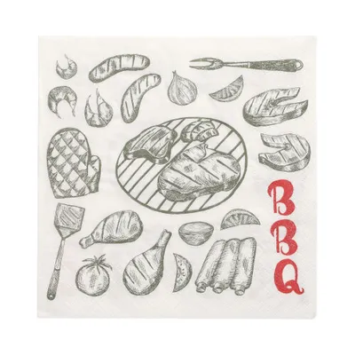 Produktbild von 360 Papstar Servietten, 3-lagig 1/4-Falz 33 cm x 33 cm I love BBQ 89707