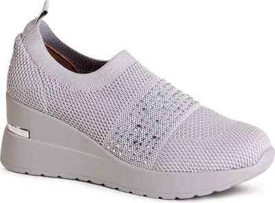 Produktbild von topschuhe24 2686 Damen Keil Sneaker Glitzer Light Slipper, Farbe:Grau, Größe:39 EU
