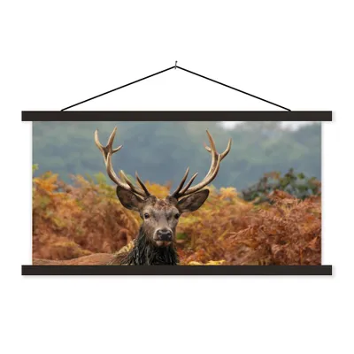 Produktbild von MuchoWow® Textilposter Hirsch - Baum - Herbst 60x30 cm mit schwarzem Rahmen - Textilien