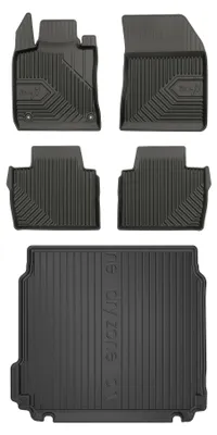 Image de Tapis en caoutchouc + bac de coffre pour Peugeot 508 II 2018-2025 (break, roue galette, avec roue de secours) – 5 pièces, noirs, sur mesure