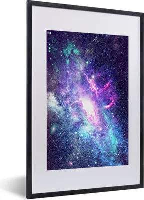 Produktbild von MuchoWow® Gerahmtes Poster Farben - Weltraum - Sterne 40x60 cm - Poster mit Schwarzem Bilderrahmen Wandposter Rahmen Foto Bilder - Poster in Rahmen