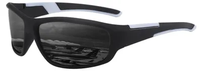 Immagine prodotto di INF Occhiali da ciclismo polarizzati con custodia — lenti TAC polarizzate, montatura PC, design sportivo Nero bianco