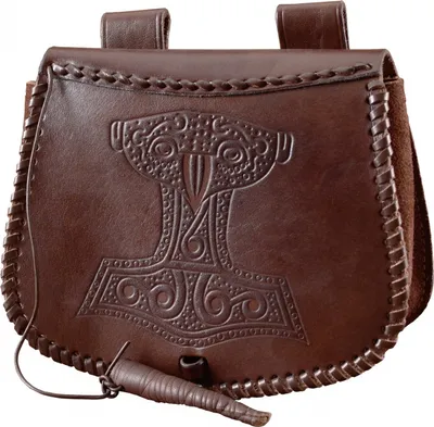 Produktbild von Gürteltasche mit Thorshammer-Prägung, Leder, Braun