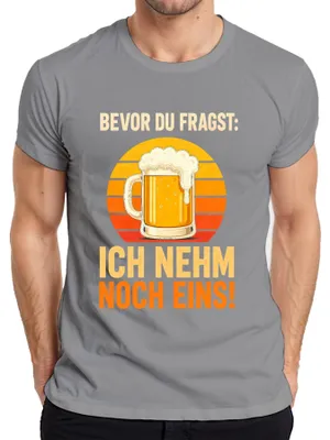 Produktbild von Bevor du fragst Ich nehm noch eins Bier Saufen Lustig Feiern Herren T-Shirt, Grau, XL