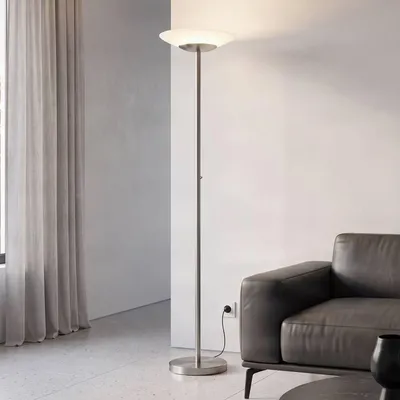 Zdjęcie produktu dla Lampa podłogowa LED Lindby Ragna, nikiel, metal, ściemnialna