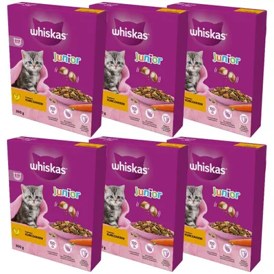 Zdjęcie produktu dla Whiskas Junior 6x300g Sucha Karma Pełnoporcjowa Dla Kociąt Z Kurczakiem