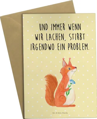 Produktbild von Mr. & Mrs. Panda Klappkarte Eichhörnchen Blume - Gelb Pastell - Geschenk, Spruch Positiv, Motivation Sprüche, Grußkarten, einladungskarten, weihnachtskarten, glücklich