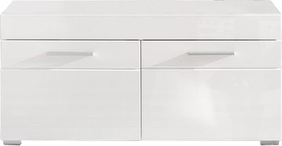 trendteam Garderobe Sitzbank Amanda Weiß Nachbildung/Weiß Hochglanz Tiefzieh 91 x 42 x 38 cm