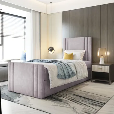 Produktbild von Kinderbett, Boxspringbett RALI MINI mit Fußteil und T25 Topper, Einzelbett, Stauraum, Schlafzimmer, Polsterbett, 90x200 cm. (Rosa - Itaka 38)